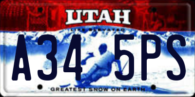 UT license plate A345PS