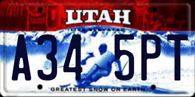 UT license plate A345PT