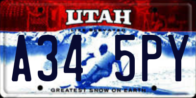 UT license plate A345PY