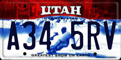 UT license plate A345RV