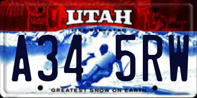 UT license plate A345RW