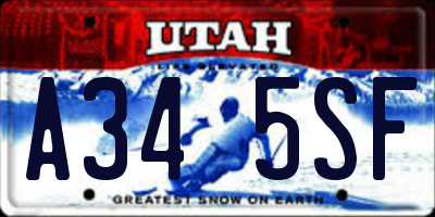 UT license plate A345SF