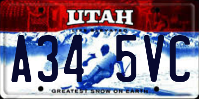 UT license plate A345VC