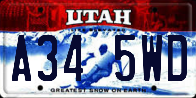 UT license plate A345WD