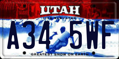UT license plate A345WF