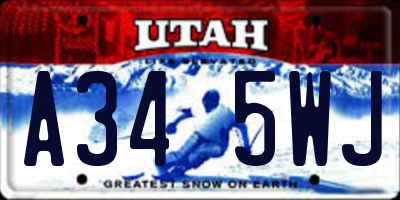 UT license plate A345WJ