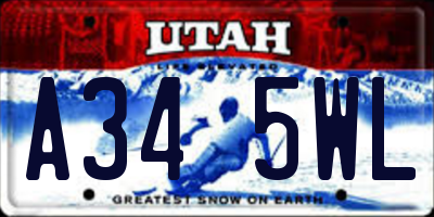 UT license plate A345WL