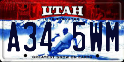 UT license plate A345WM