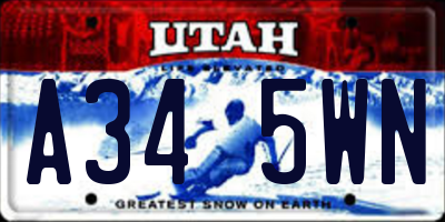 UT license plate A345WN