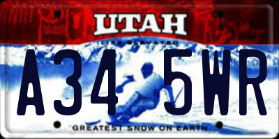 UT license plate A345WR