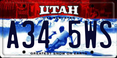 UT license plate A345WS
