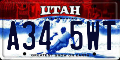 UT license plate A345WT
