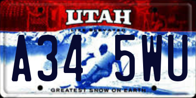 UT license plate A345WU