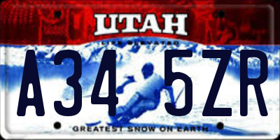 UT license plate A345ZR