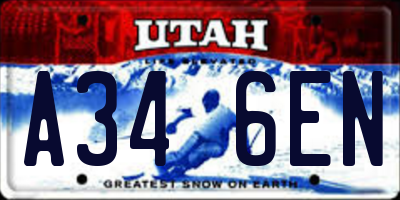 UT license plate A346EN