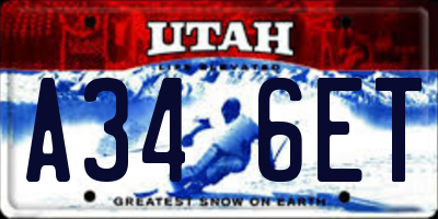UT license plate A346ET
