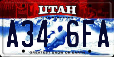 UT license plate A346FA