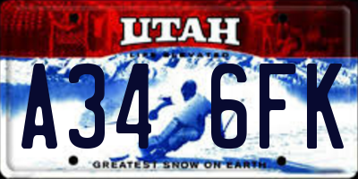 UT license plate A346FK