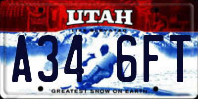 UT license plate A346FT
