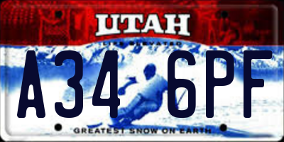UT license plate A346PF