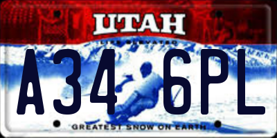UT license plate A346PL