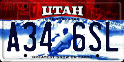 UT license plate A346SL