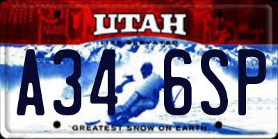 UT license plate A346SP