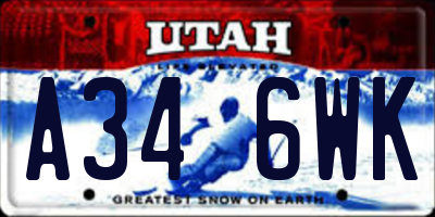UT license plate A346WK