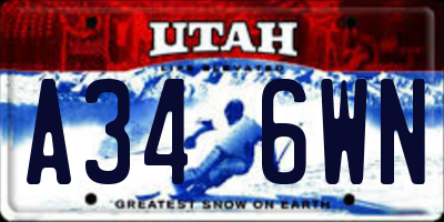UT license plate A346WN