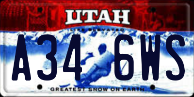 UT license plate A346WS