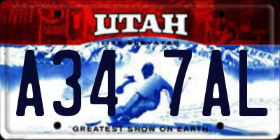 UT license plate A347AL