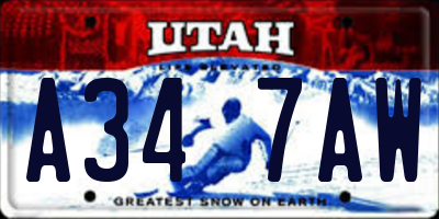 UT license plate A347AW