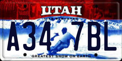 UT license plate A347BL