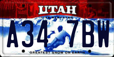 UT license plate A347BW