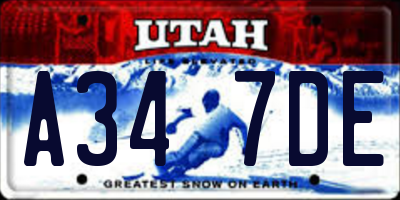 UT license plate A347DE