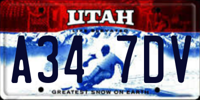 UT license plate A347DV