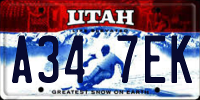 UT license plate A347EK