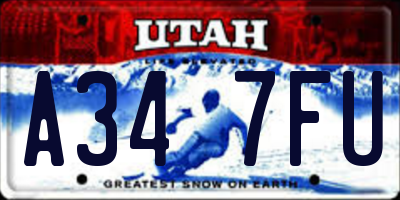 UT license plate A347FU