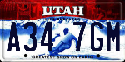 UT license plate A347GM