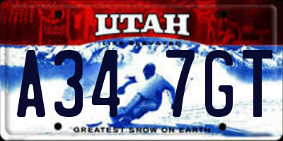 UT license plate A347GT