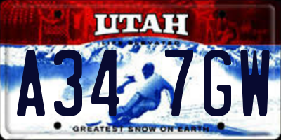 UT license plate A347GW