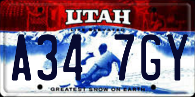UT license plate A347GY