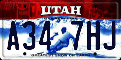 UT license plate A347HJ