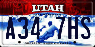 UT license plate A347HS