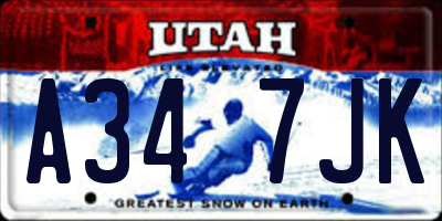 UT license plate A347JK