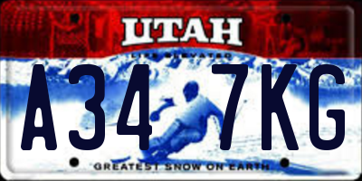 UT license plate A347KG