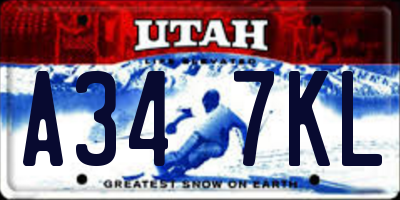 UT license plate A347KL