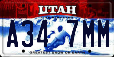 UT license plate A347MM