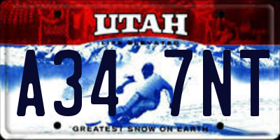 UT license plate A347NT