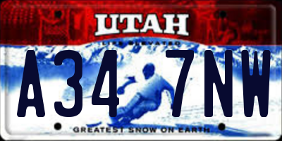 UT license plate A347NW